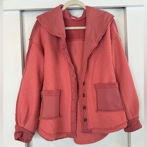 Kori Pink Sweatshirt Shacket Large